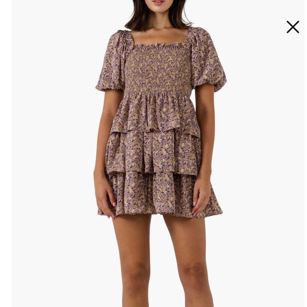 Anthropologie Free the Roses Floral Balloon Sleeve Mini Dress • Size Small